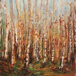BIRCH BARKS, LANDSCAPE, LINDA WOOLVEN, OIL ON CANVAS, OIL PAINTING, TREES