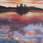 CLOUDS AT SUNSET, LANDSCAPE, LINDA WOOLVEN, OIL PAINTING, QUIET SUNSET