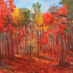 AUTUMN, FALL, LANDSCAPE, LINDA WOOLVEN, OIL PAINTING, ONTARIO, RED FALL