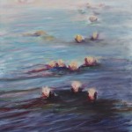 FLOWER, LANDSCAPE, LILIES, LINDA WOOLVEN, OIL PAINTING, WATER LILIES IN BLUE